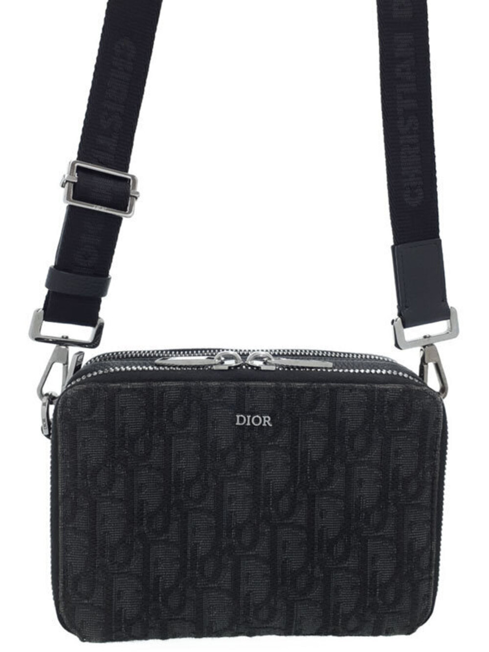 Christian Dior Oblique Jaquard Crossbody Bag Beige Cream Blue